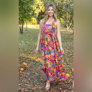 Natural Life Tricia Maxi Dress - Rainbow Calico Floral